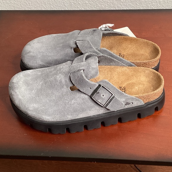 Birkenstock Shoes - Birkenstock Papilio Boston Chunky Suede Leather Clogs